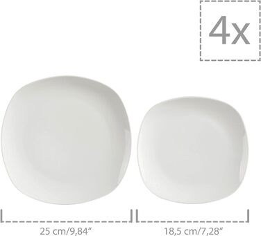 ПЕВЕЦ Белый столовый сервиз Bilgola, набор фарфоровой посуды из 30 предметов на 6 персон, набор тарелок округлого дизайна, обеденная тарелка (столовый сервиз 12 шт.)
