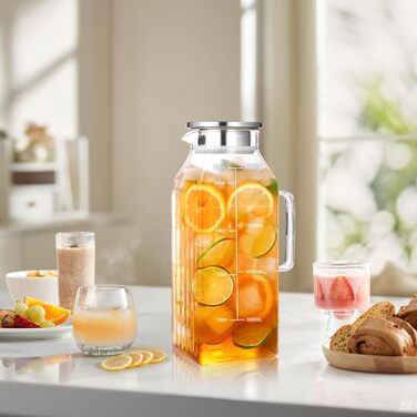 Скляний глечик з кришкою та мірною шкалою 2 л Aofmee