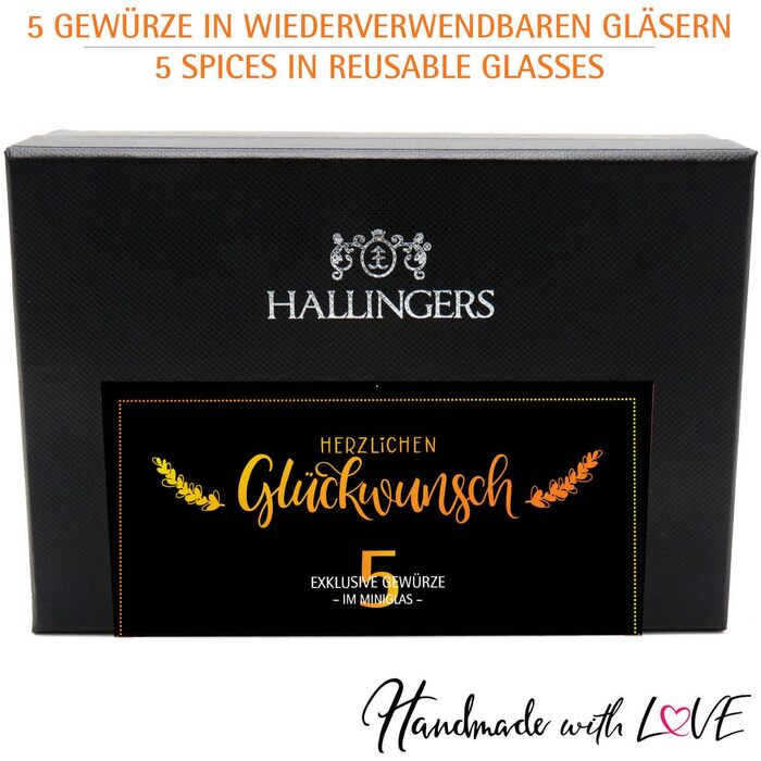 Набір із 5 спецій Herzlichen Glückwunsch в подарунковій упаковці Hallingers