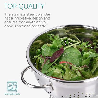 Большой дуршлаг для пасты из нержавеющей стали 24 см Navaris