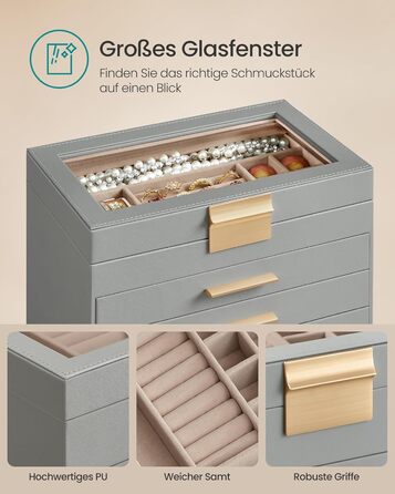 Органайзер для ювелірних виробів 6-рівневий, сірий SONGMICS