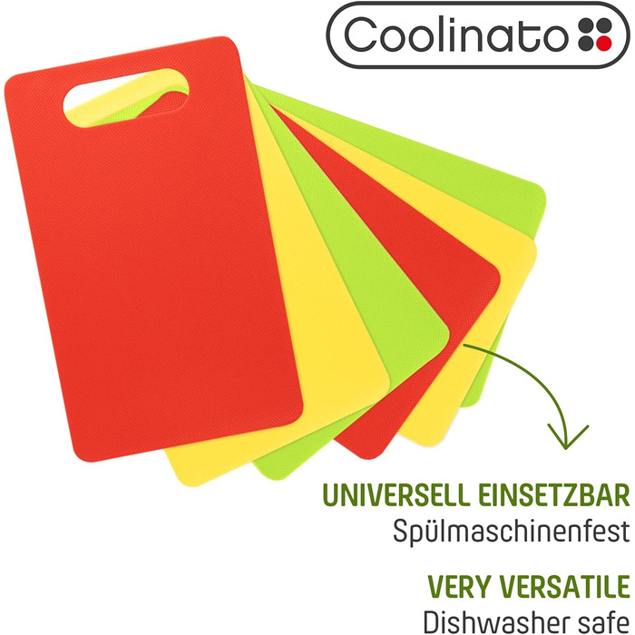 Набір обробних дощок Coolinato, 3 шт., різні розміри, антибактеріальні дошки з жолобком для збору соку, 3 кольори для гігієнічного розділення продуктів (набір 6 шт. кольорових - 24,5x14,5 см)