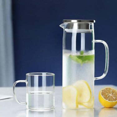 Стеклянный кувшин с крышкой для холодных и горячих напитков 1 л Sharemee
