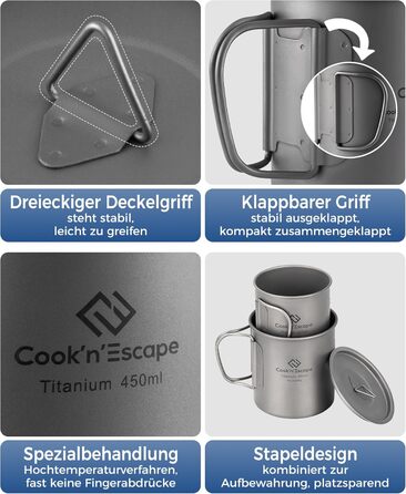 Набор чашек для кемпинга 300 и 450 мл COOK'N'ESCAPE