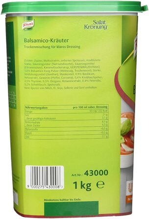 Заправка для салату Knorr Art (Легко готується, універсальна заправка для салату) 1 упаковка (1 x 1 кг) (Бальзамічний оцет, 1 кг (1 упаковка))