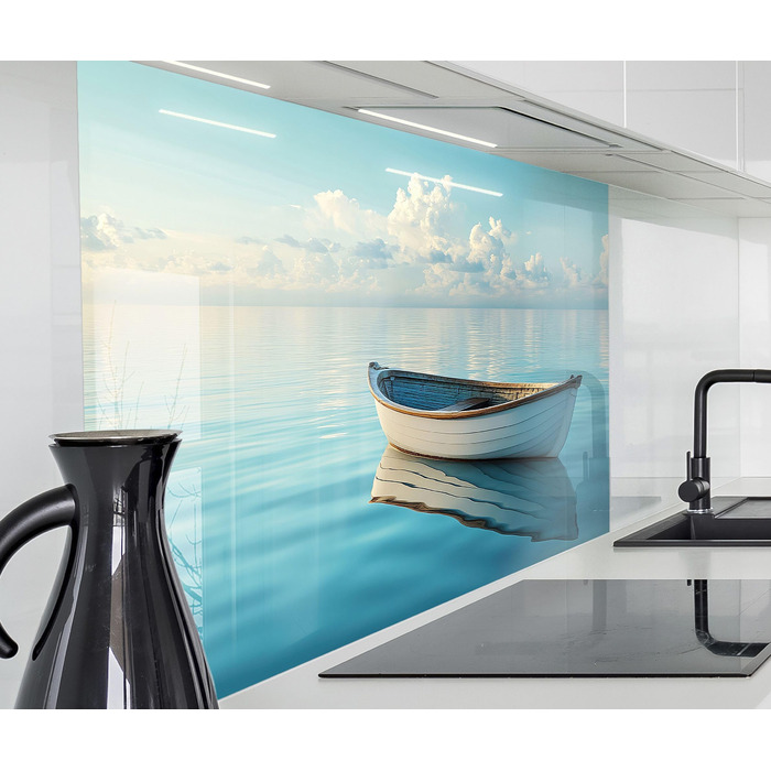 Кухонний фартух Timalo зі скляним виглядом Північне море, очерет, захід сонця, океан, солома 2-мм акрилове скло Бризкозахисна стінка для плити, скляний кухонний фартух, акрилові скляні стінові панелі, захисна панель для фартуха (280 x 58 см, 302- Весловий