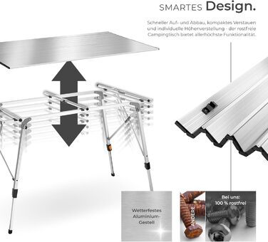 Складной алюминиевый стол для кемпинга 120 x 70,5 см серебряный tectake