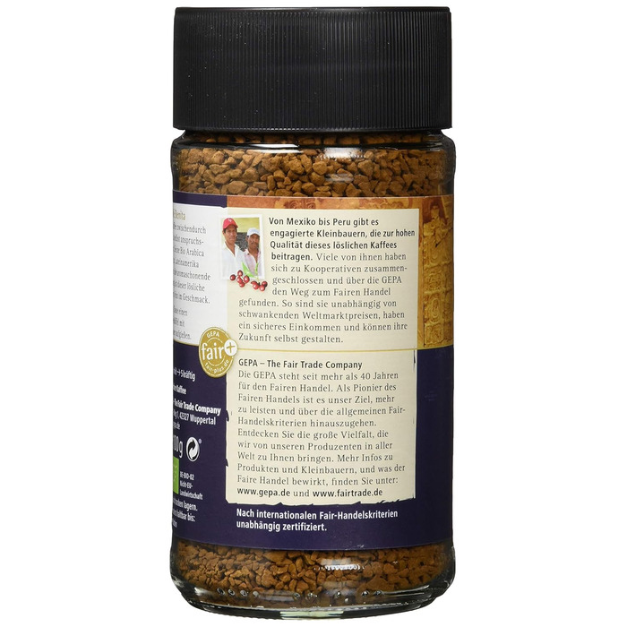 Органический растворимый кофе 100 г Cafe Benita GEPA