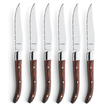 Набор ножей для стейка Amefa ROYAL STEAK, коричневые ручки, 6 шт.