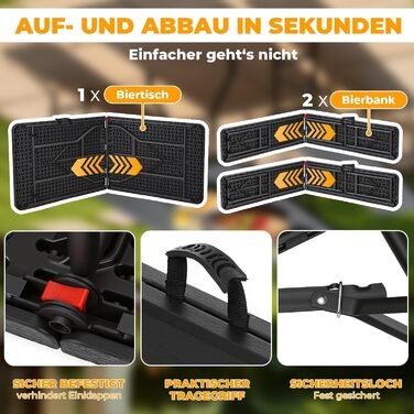 Складной набор для отдыха стол и 2 лавки Hebitod