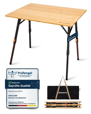Складний бамбуковий стіл для кемпінгу 80 x 60 см KingCamp