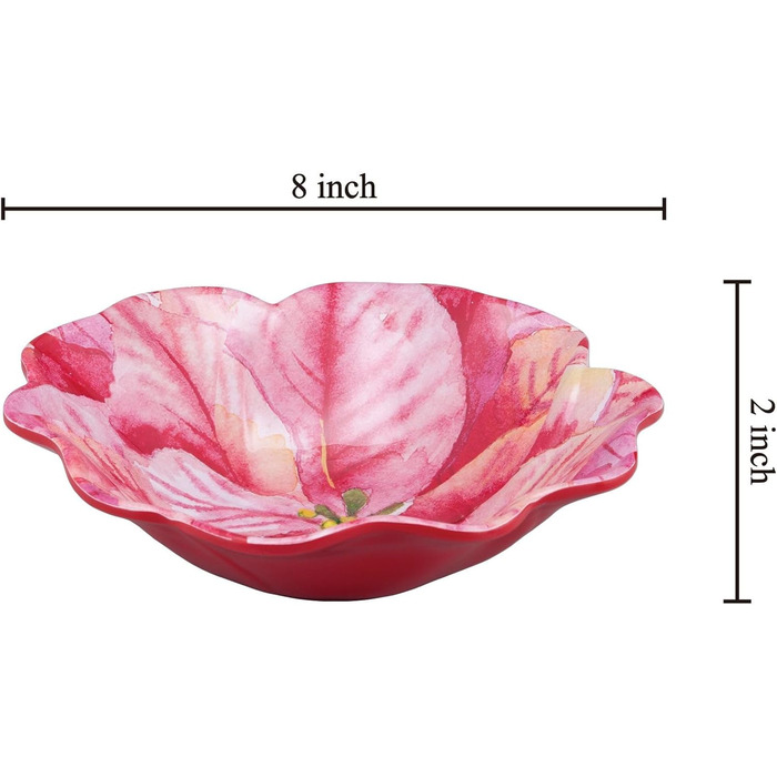 Набір меламінових мисок UP ware, миски у формі квітки для пасти, рису, супу та салату, без BPA, придатні для миття в посудомийній машині, ударостійкі, сині, 17,8 см, 6 предметів (Happy Holidays)