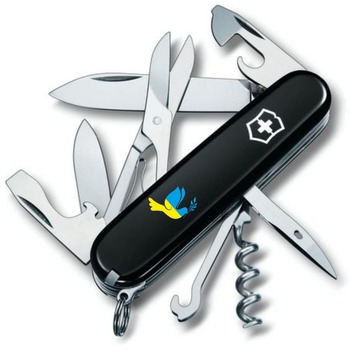 Нож Victorinox Climber Ukraine 91мм/14funk/черный/Dove of the World Syn-Oct.