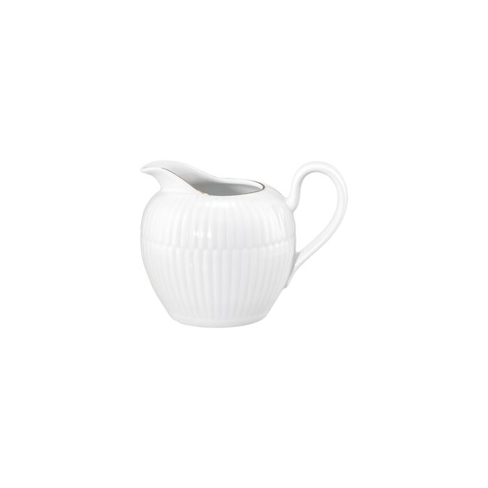 Глечик для молока Seltmann Weiden Amina Глечик для молока та вершків Великий глечик з дрібним рельєфним візерунком Порцеляна, можна мити в посудомийній машині (Білий із золотим обідком, 290 мл)