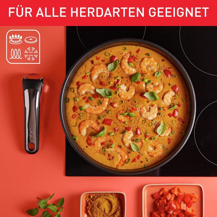 Набір посуду для індукційного приготування Tefal Ingenio Preference On з 15 предметів зі знімною ручкою, що штабелюється, економить місце, з антипригарним покриттям, простий у використанні та чищенні, L97495 Набір посуду для каструль та сковорідок з 15 пр